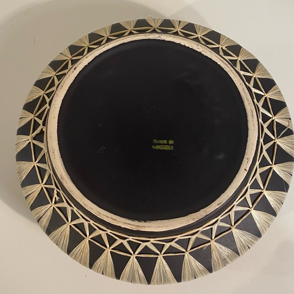 Vintage Raffia Wrapped Black Planter, Gmundner Keramik, Made in Austria - Picture 3 of 10